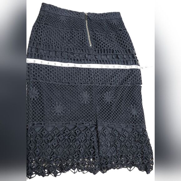 Anthropologie Black Lace Pencil Skirt size 2 - Picture 6 of 10